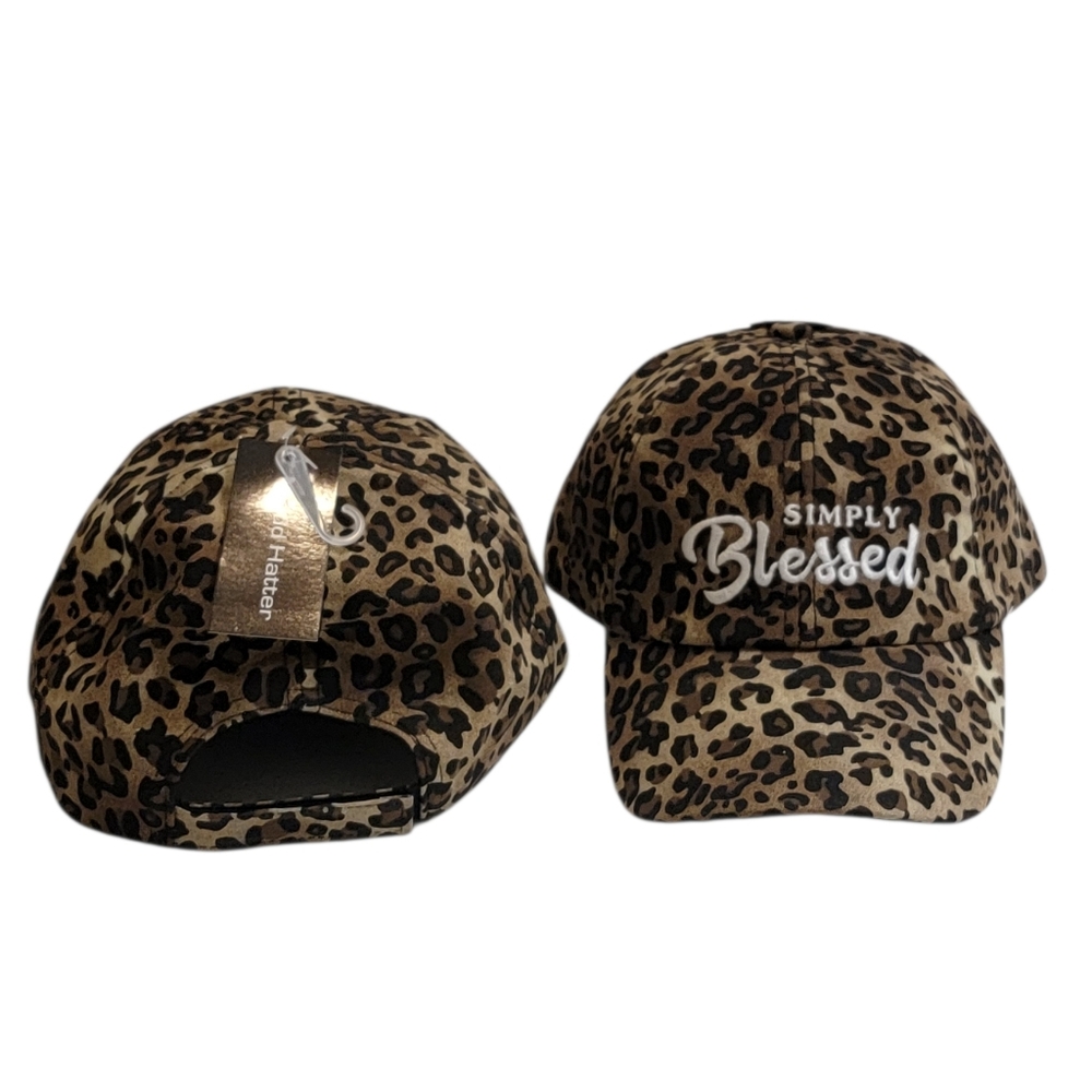 LEOPARD PRINT CAP WITH SIMPLY BLESSED EMBROIDERED ON IT NWT - Picture 3 of 5